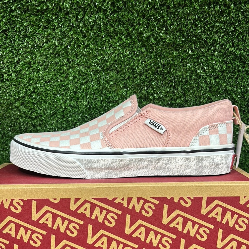 Vans Pink and White Checkered Slip-On